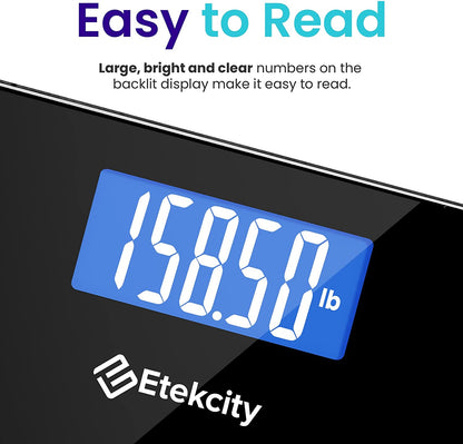 Bathroom Scale for Body Weight, Highly Accurate Digital Electronic Weighing Machine for People, LCD Display, Large Size, 6Mm Tempered Glass for Safe Home Use, Batteries Included, 400 Lbs